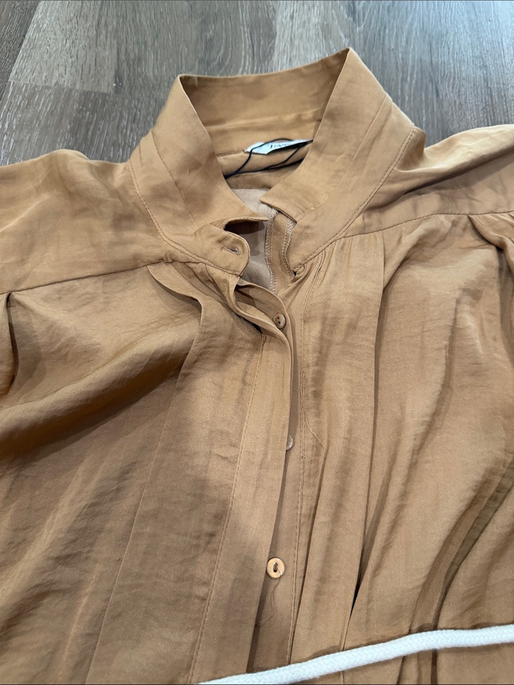 Zara Tan Button-Front Jumpsuit - Picture 4 of 11